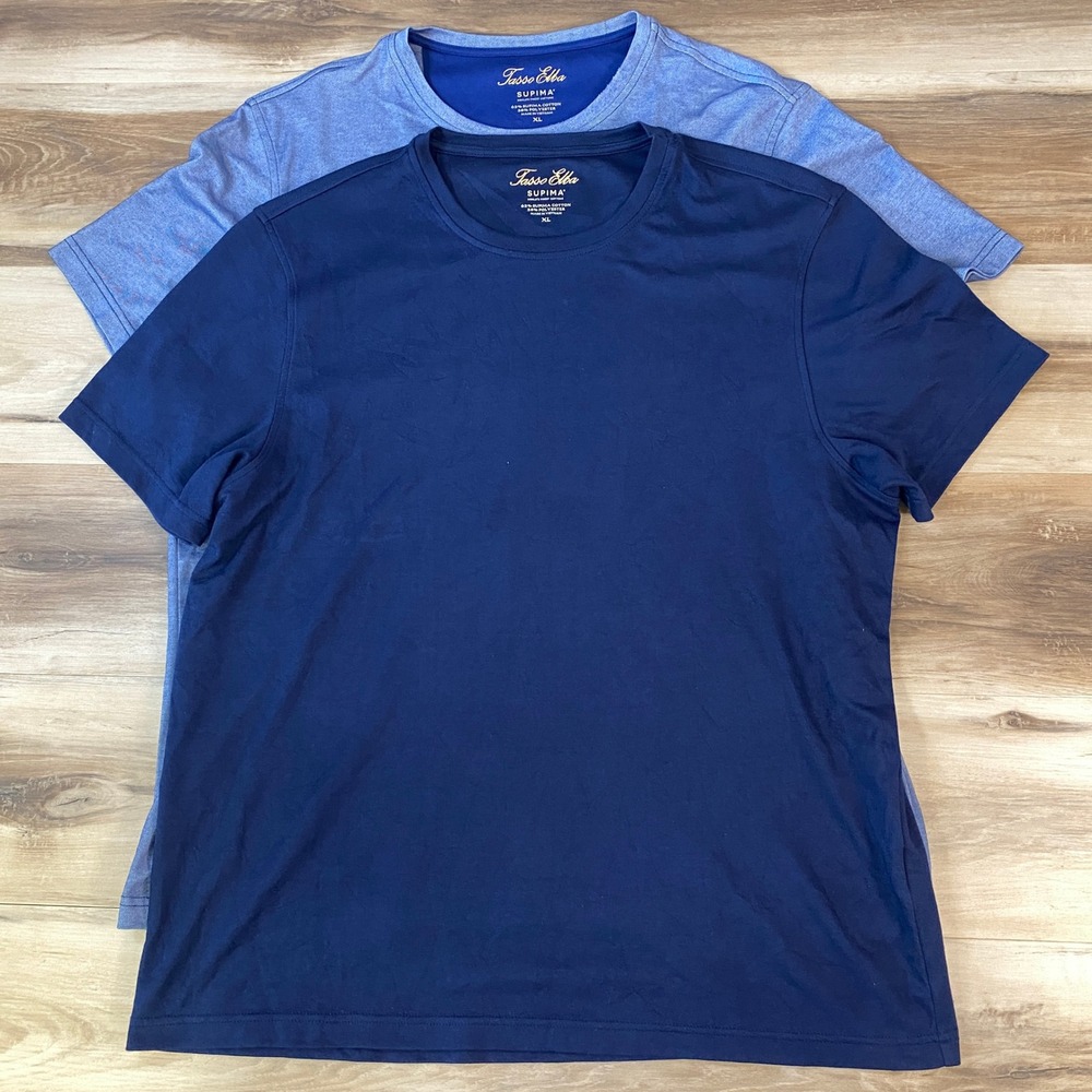 Tasso Elba T-Shirt Mens XL Supima Cotton Blend 2 Pack Blue Navy Casual